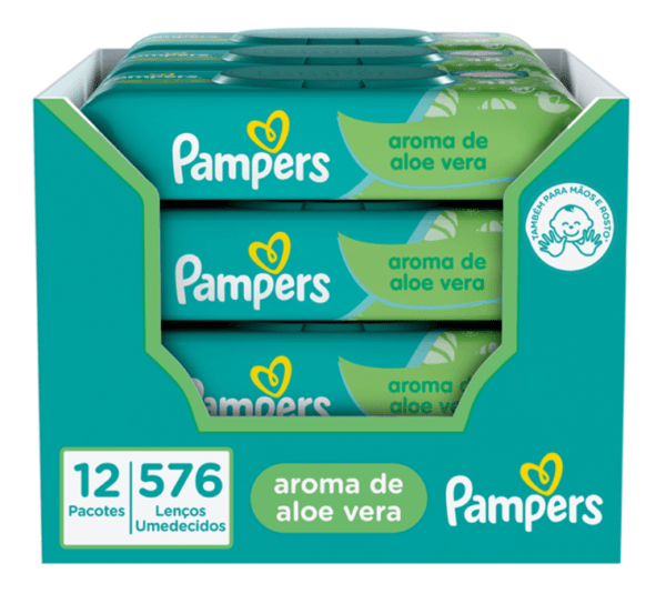 Kit de Lenços Umedecidos Pampers Aloe Vera com 576 Unidades