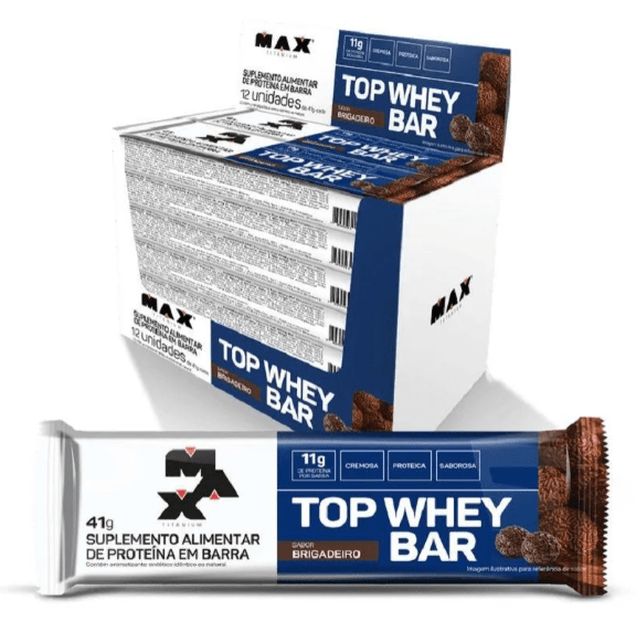 Top Whey Bar Caixa com 12 Unidades Max Titanium Sabor Brigadeiro